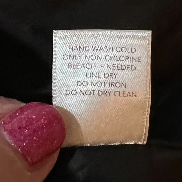 Christopher & Banks Black Faux Leather Jacket Floral Embroidery Snap Zip Large - Picture 16 of 16